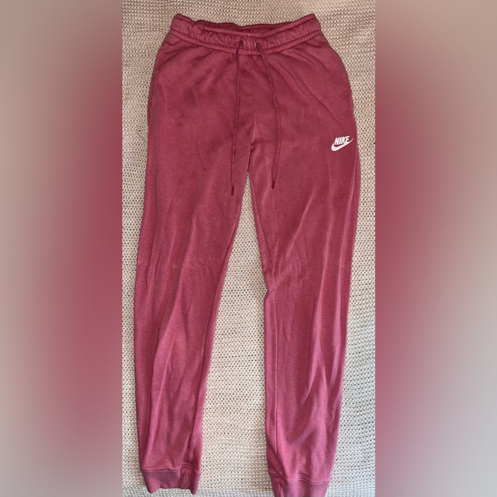 Nike Women’s Pink Drawstring Joggers with White Logo